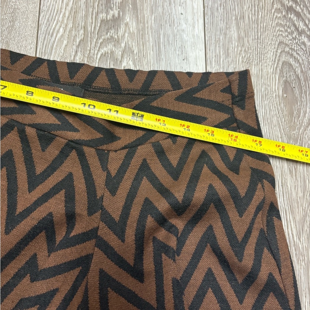 Nina Leonard Brown and Black Zigzag Fringe Skirt - Picture 6 of 10